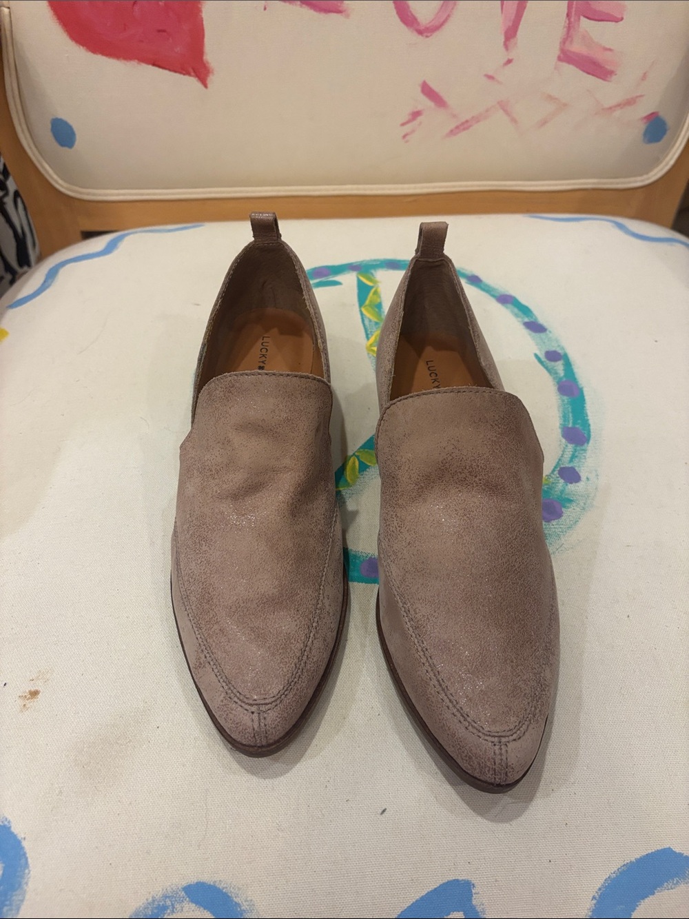 Lucky Brand Taupe Suede Slip-On Loafers
